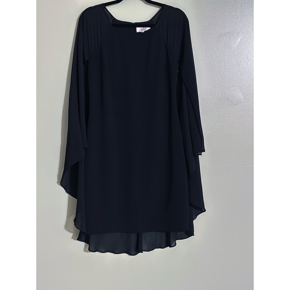 Belle Badgley Mischka Black Cape Shift Dress Size 12